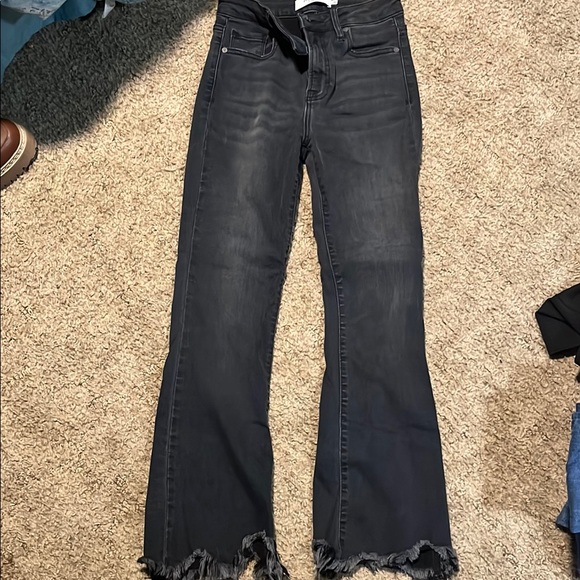 Women's Black Frayed Hem Jeans - Picture 1 of 1